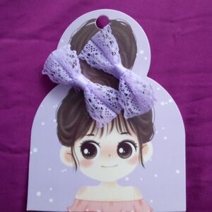 Purple Lace Hair Bows for Kids